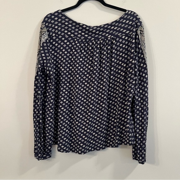 Women’s Lucky Brand blue boho patterned long sleeve blouse size large L - Picture 4 of 4